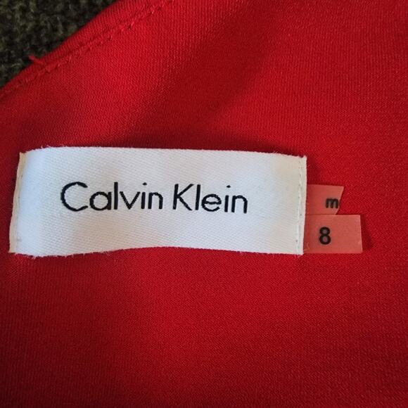 Calvin Klein Ruched Sleeveless Red A-Symmetrical Evening Gown Dress | Women's 8 - Picture 13 of 15